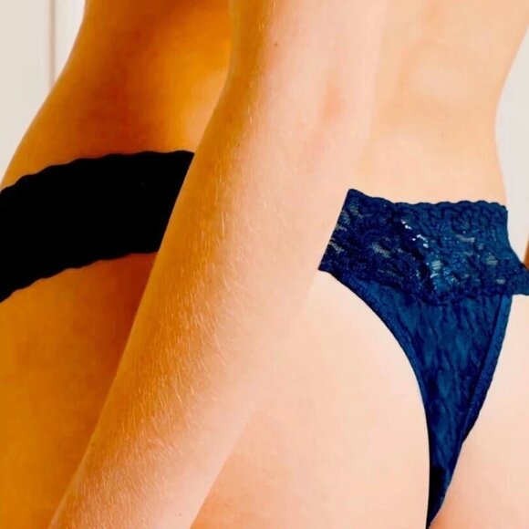 I.n.c. International Concepts Plus Size Lace Thong Underwear Lingerie, Navy, 2X - Picture 2 of 5